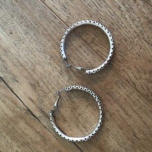 Black Poka Dot Hoop Earrings